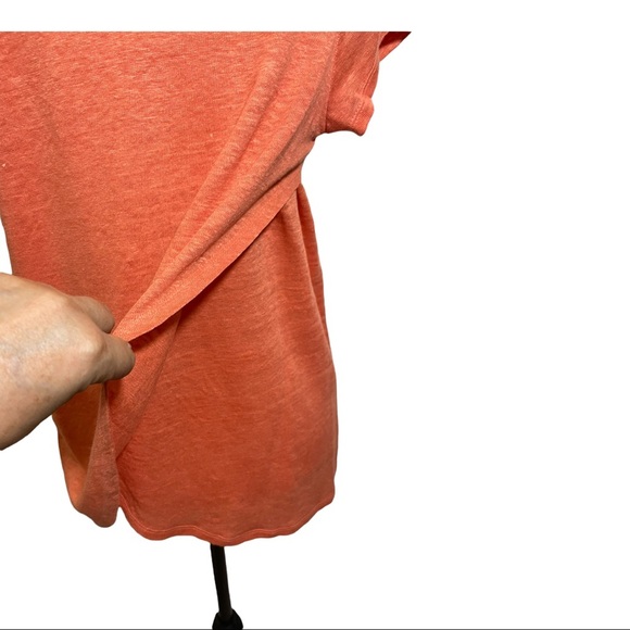 Halston 100% linen top short sleeve cross cross back. Size medium orange… - Picture 6 of 10
